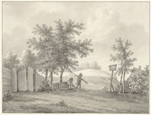 Duinlandschap met twee sprokkelaars