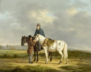 Twee ruiters in een landschap