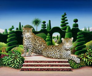 Jaguars in een tuin