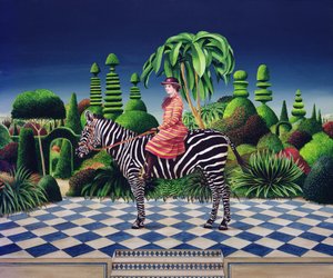 Dame op een zebra