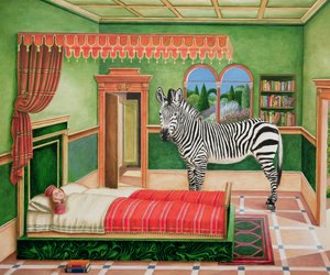 Zebra in een slaapkamer