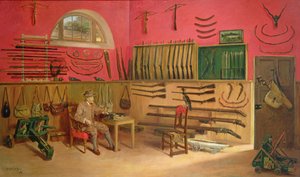 Sir Ralph Payne Gallwey in zijn wapenruimte in Thirkleby Hall, Yorkshire, 1914 door Anthony de Bru