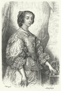 Henrietta Maria van Frankrijk, koningin-gemalin van Karel I van Engeland, Schotland en Ierland (gravure)