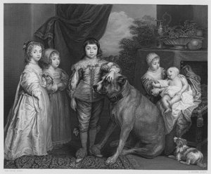 De Familie van Karel I, uit het schilderij in de Koninklijke Collectie (gravure) door Anthony van (after) Dyck