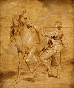 Een man die een paard bestijgt, ca. 1630 door Anthony van Dyck