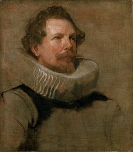 Hoofd van een bebaarde man met een wielkraag door Anthony van Dyck