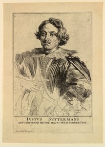 Portret van Justus Sustermans, uit de Icones Principum Virorum door Anthony van Dyck