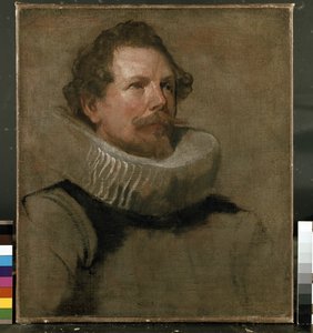Portret van een man met een molensteenkraag, 17e eeuw
