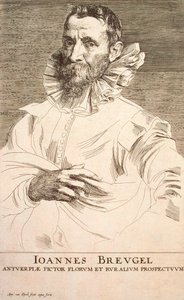 Portret van de kunstenaar Jan Brueghel de Jongere 1601-1678, eerste derde van de 17e eeuw door Anthony van Dyck