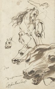 Studie van ruiter en hoofd van een paard, 1620-1 door Anthony van Dyck