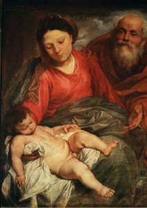 De Heilige Familie (schilderij op doek) door Anthony van Dyck