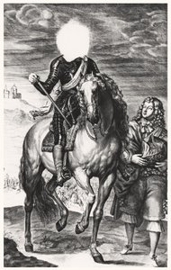 Hoofdloos ruiterportret oorspronkelijk van Lodewijk van Frankrijk, gegraveerd door Pierre Lombard door Anthony van after Dyck