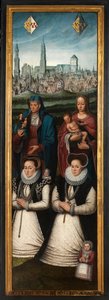 Portret van Juan Pardo II en zijn vrouwen Anna Ingenieulandt en Maria Anchemant (detail) door Anthuenis (1536 1613) Claeissins or Claeissens
