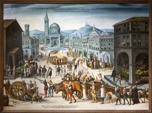 Plundering van Lyon door de Calvinisten in 1562. Protestantse beeldenstorm tegen de religieuze beelden van de Katholieke Kerk. Tijdens de eerste godsdienstoorlog namen hervormers onder leiding van Baron des Adrets het Stadhuis en de vitale centra van de st