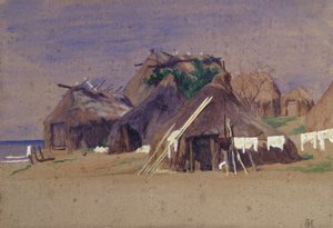 Vissershutten aan de kust