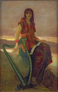 De harpist, 1859 door Antoine Auguste Ernest Herbert or Hebert
