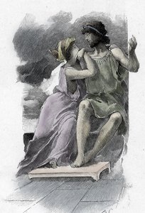 Odyssee van Homerus: Odysseus en Penelope Illustratie door Antoine Calbet (1860-1944) voor 