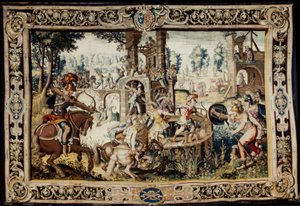 Oefening in de Aanval en Verdediging van een Bastion, ontworpen 1562-1565 (geweven 1611-1627) door Antoine Caron