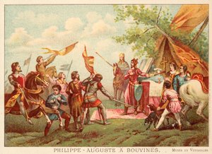 Philip Augustus van Frankrijk bij Bouvines, 1214 door Antoine Charles Horace Vernet