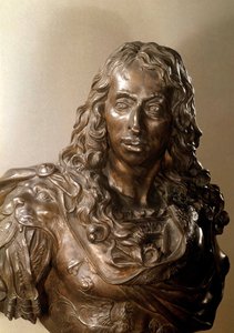 Borstbeeld in brons van Lodewijk II van Bourbon, Prins van Condé bekend als de Grote Condé (1621-1686). Beeldhouwwerk door Antoine Coysevox (1640-1720) 17e eeuw.