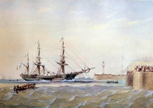 Raderschip dat terugkeert naar de haven van Le Havre in de 19e eeuw door Antoine Desire Heroult
