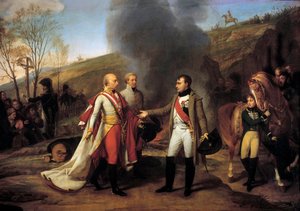 Interview van Napoleon I (1769-1821) en Frans II (1768-1835) in Sarutschitz in Moravië na de Slag bij Austerlitz, 4/12/1805 door Antoine Jean Gros