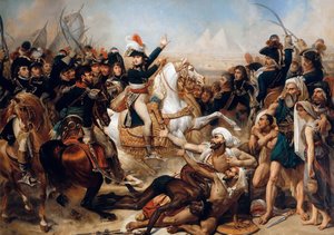 Bonaparte bij de Slag om de Piramides op 21 juli 1798