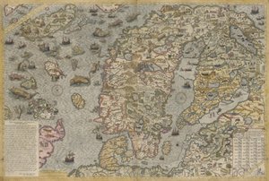 Kaart van de Zee (Carta marina) door Olaus Magnus (1490-1557) door Antoine Lafrery