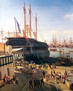 Koopvaardijschip in de haven van Toulon