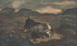 Beer die een stier doodt, 1810-75 door Antoine Louis Barye