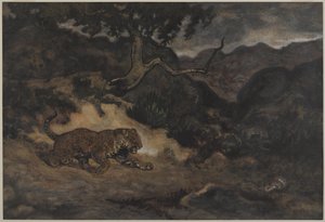 Jaguar Ontdekt een Slang, c.1840 door Antoine Louis Barye