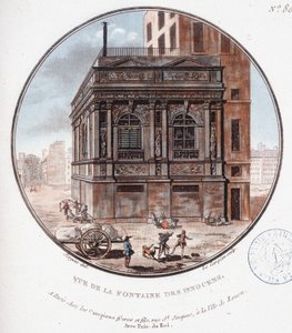 Zicht op de fontein van de onschuldigen. In schilderachtige uitzichten van de belangrijkste gebouwen van Parijs door Sergeant door Antoine Louis Francois Sergent Marceau