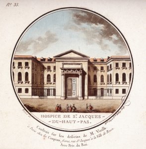 Hospice de Saint Jacques Du Haut Pas gebouwd volgens de tekeningen van Vieilb, nu Cochin Ziekenhuis, Parijs. In pittoreske uitzichten van de belangrijkste gebouwen van Parijs door Sergeant