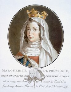 Marguerite de Provence, uit Portraits des grands hommes, femmes illustres, et sujets mémorables de France, gegraveerd en gedrukt in kleuren, uitgegeven door Pierre Blin, 1786-92, Parijs door Antoine Louis Francois Sergent Marceau