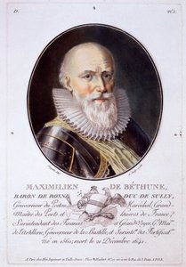 Maximilien de Bethune, Baron de Rosni en Duc de Sully, uit Portretten van grote mannen, beroemde vrouwen en gedenkwaardige onderwerpen van Frankrijk, gegraveerd en gedrukt in kleuren, uitgegeven door Pierre Blin, 1786-92, Parijs