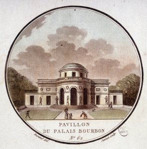Paviljoen van het Palais Bourbon, Parijs. In schilderachtige uitzichten van de belangrijkste gebouwen van Parijs door Sergeant