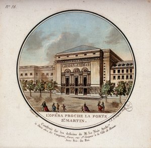 De opera gebouwd volgens de tekeningen van de architect Le Noir bij de Porte Saint Martin in Parijs, tegenwoordig het theater van de Porte Saint Martin. In schilderachtige uitzichten van de belangrijkste gebouwen van Parijs door Sergeant