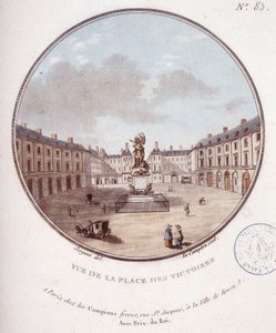 Zicht op Place des Victoires, Parijs. In schilderachtige uitzichten van de belangrijkste gebouwen van Parijs door Sergeant door Antoine Louis Francois Sergent Marceau