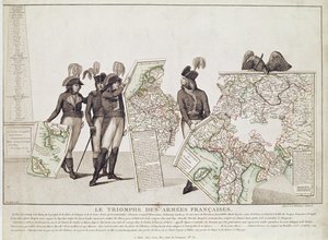 De Triomf van de Franse Legers, Napoleon en zijn Generaals met Kaarten van hun Overwinningen ten tijde van de Vrede van Loeben, 18 april 1797