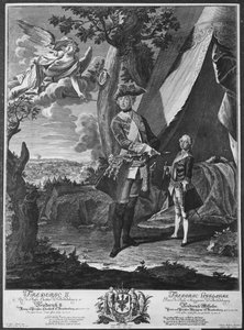 Frederik II (1712-86) en zijn neef Frederik Willem II (1744-97), gegraveerd door Johann Probst (1673-1750) door Antoine Pesne