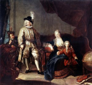 Portret van Baron von Erlach met zijn familie. door Antoine Pesne