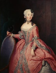 Portret van Luise Ulrike Prinses van Pruisen (1720-1782) met masker in de hand