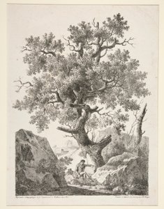 Zonder titel [Man zittend bij boom] door Antoine Pierre Mongin