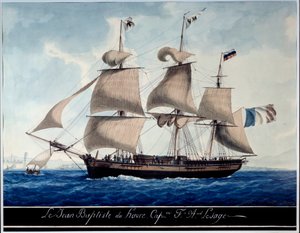 Le Jean - Baptiste du Havre, in de haven van Marseille Aquarel door Antoine Roux (1765-1835) 1815 Marseille, Musee de la Marine door Antoine Roux