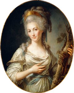 Portret van een Dame, vermoedelijk de Prinses de Lamballe, staand driekwart lengte, in een Witte Jurk met een Blauwe Sjerp door Antoine Vestier
