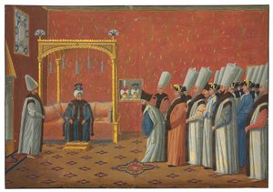 De presentatie van de graaf de Vergennes, ambassadeur van Lodewijk XV, aan sultan 