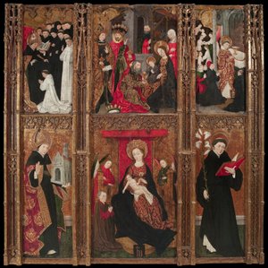 Altaarstuk van de Maagd, de heilige Augustinus en de heilige Nicolaas van Tolentino door Antoine de Lonhy