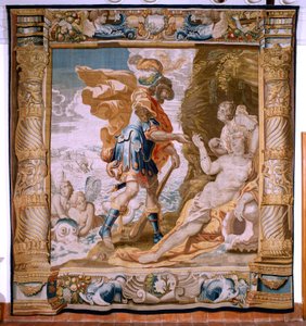 Vlaamse wandtapijt. Serie Verhaal van Theseus. Theseus ontvangt Minos