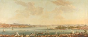 Uitzicht op Constantinopel (Istanbul) en het Serail vanuit de Zweedse Legatie in Pera door Antoine van der Steen