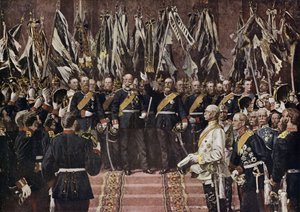 Koning Wilhelm I van Pruisen uitgeroepen tot keizer van een verenigd Duitsland, Versailles, Frankrijk door Anton Alexander von (after) Werner